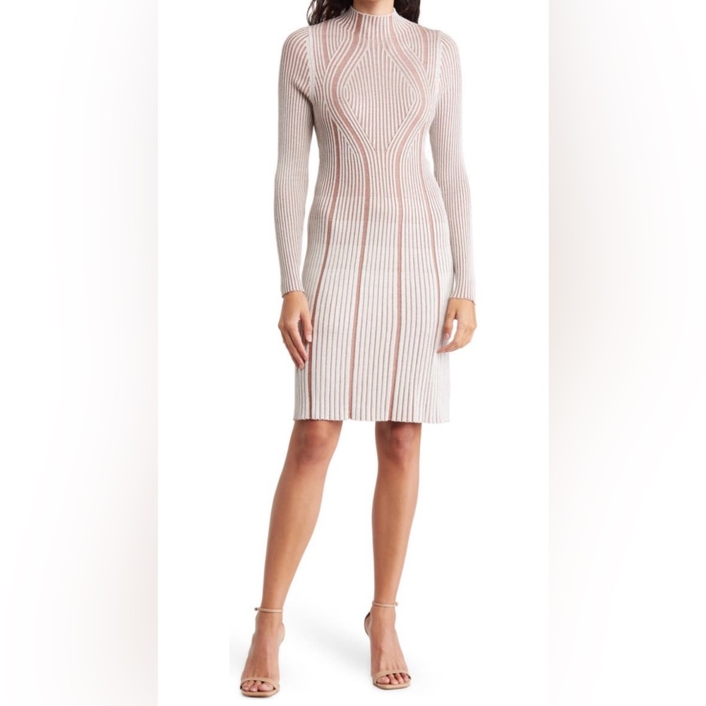 Blue Orchid Ribbed A-Line Long Sleeve Sweater Dress Size M Medium